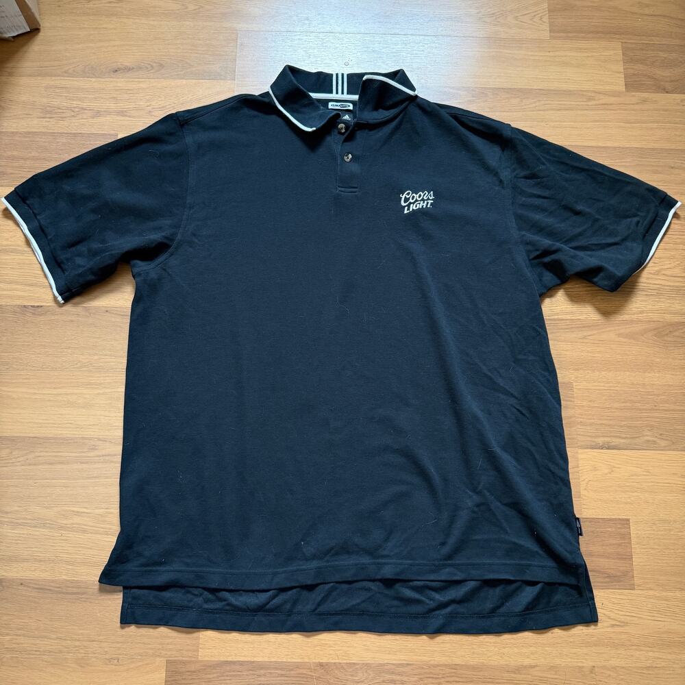 Men's Adidas Climalite Coors Light Brewery Beer Black Golf Golfing Polo Shirt XL
